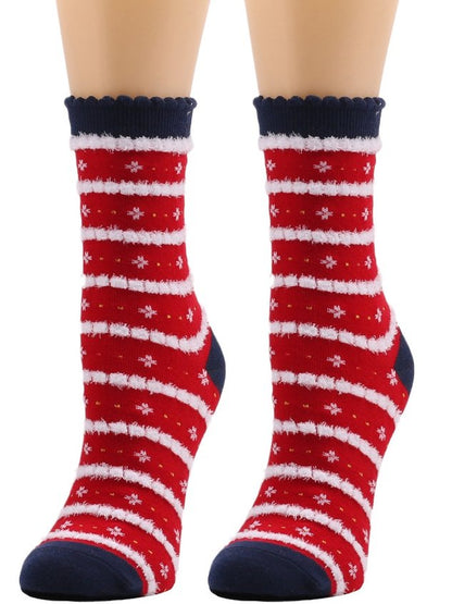 Women's Christmas Socks Santa Claus Elk Christmas Tree Snowman Snowflake Striped Gift Mid-tube Fur Socks