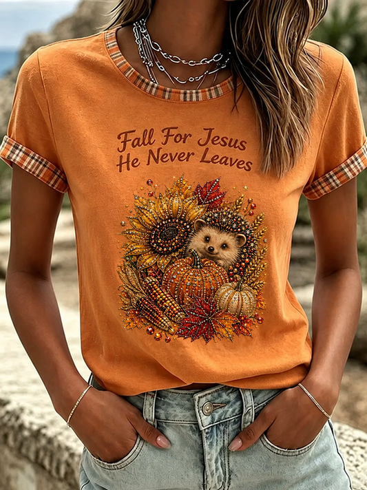 Casual Animal Crew Neck Short Sleeve T-shirt