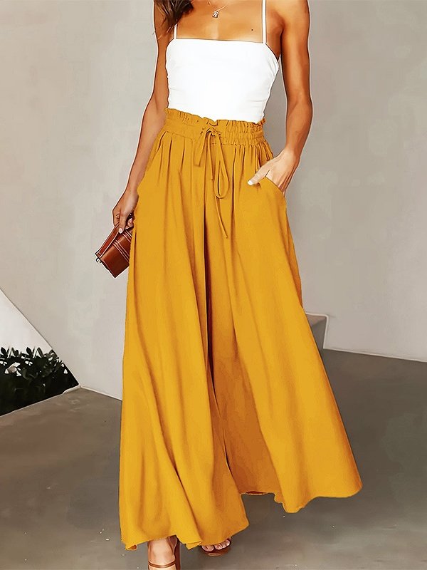 Women Geometric Long Elastic Waist Pants Casual Spring/Fall Trousers