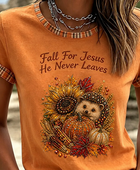 Casual Animal Crew Neck Short Sleeve T-shirt