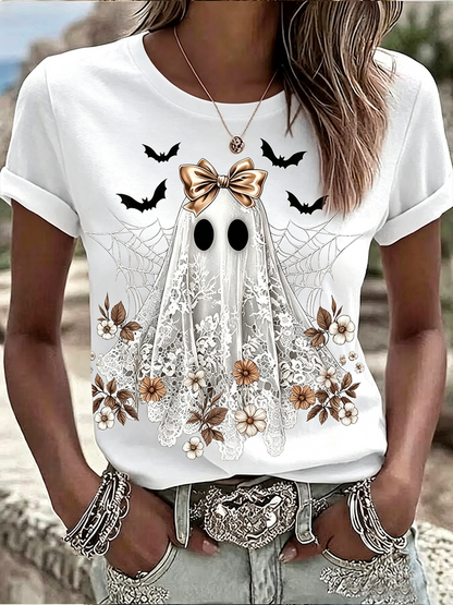 Casual Floral Crew Neck Short Sleeve T-shirt
