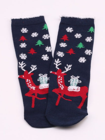 Women's Christmas Socks Santa Claus Elk Christmas Tree Snowman Snowflake Striped Gift Mid-tube Fur Socks