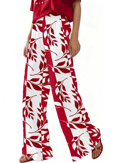 Women Floral Long Pants Casual Spring/Fall Trousers