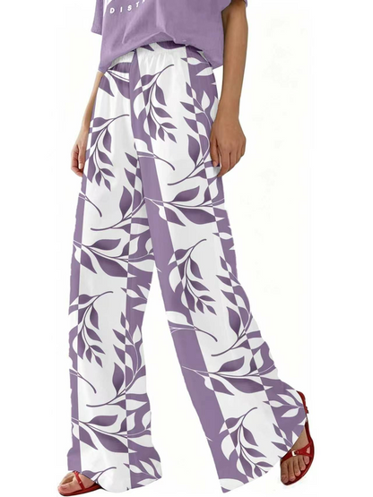 Women Floral Long Pants Casual Spring/Fall Trousers