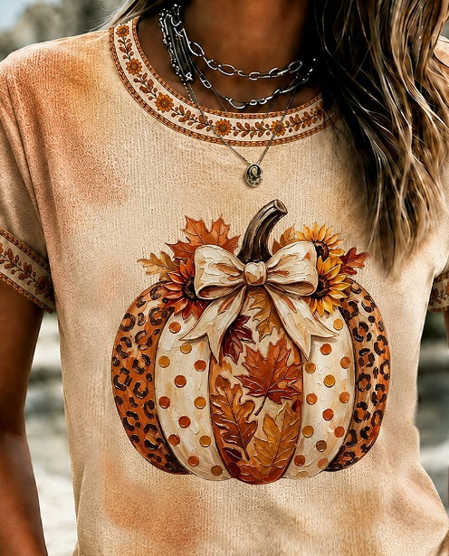 Vintage Floral Crew Neck Short Sleeve T-shirt
