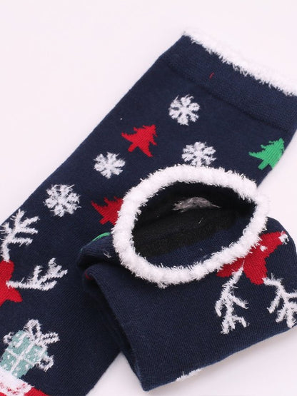 Women's Christmas Socks Santa Claus Elk Christmas Tree Snowman Snowflake Striped Gift Mid-tube Fur Socks