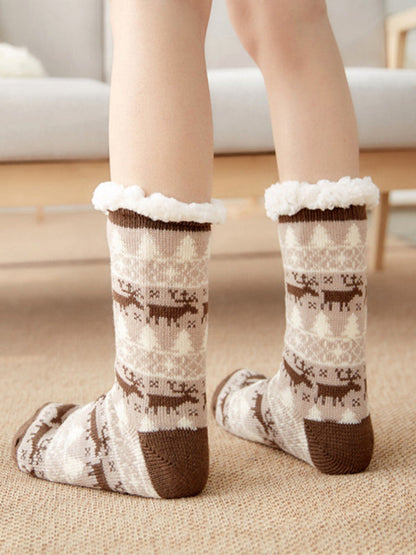 Womens Fuzzy Home Sleep Socks