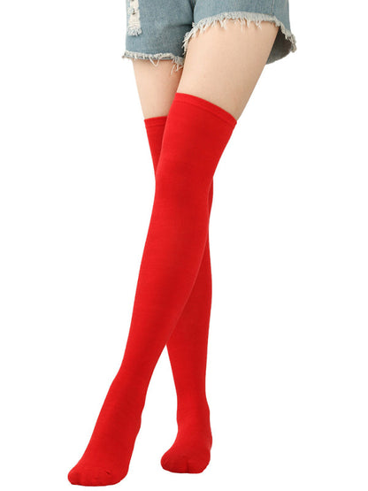 Womens Over Knee Bias Striped Christmas Socks