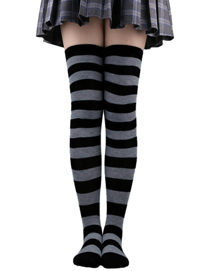 Womens Striped Two Tone Stockings