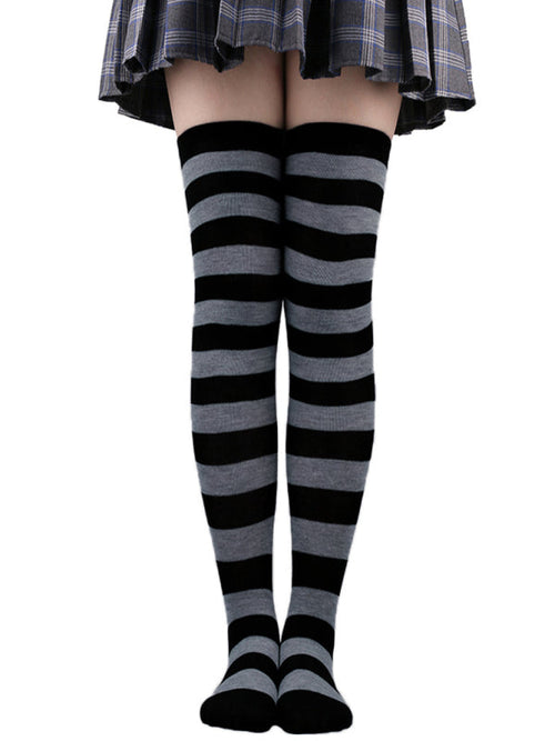 Womens Striped Two Tone Stockings